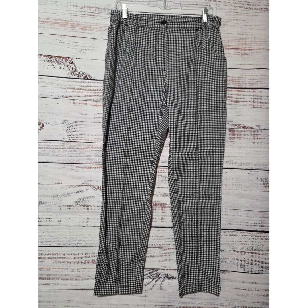Silence + Noise Gingham Tapered Pants Black White High Rise Size 6